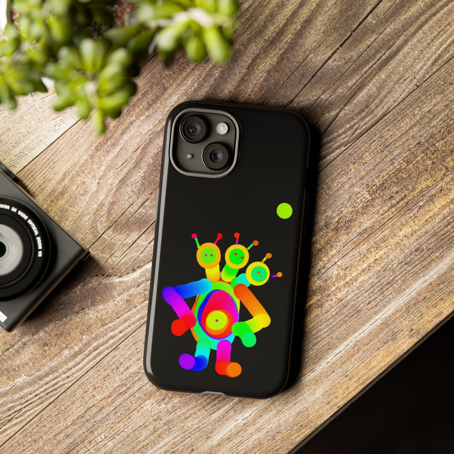 Three Headed Martian with Green Moon / Phone Cases