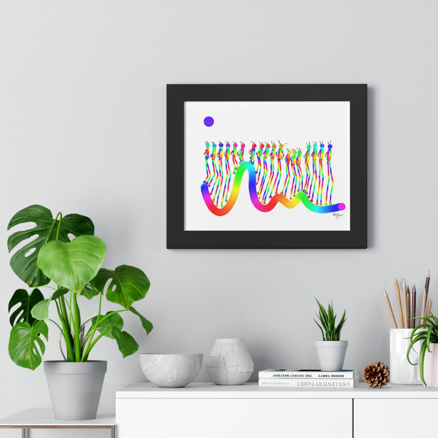 Martians Going Together to the Right / Framed Horizontal Poster