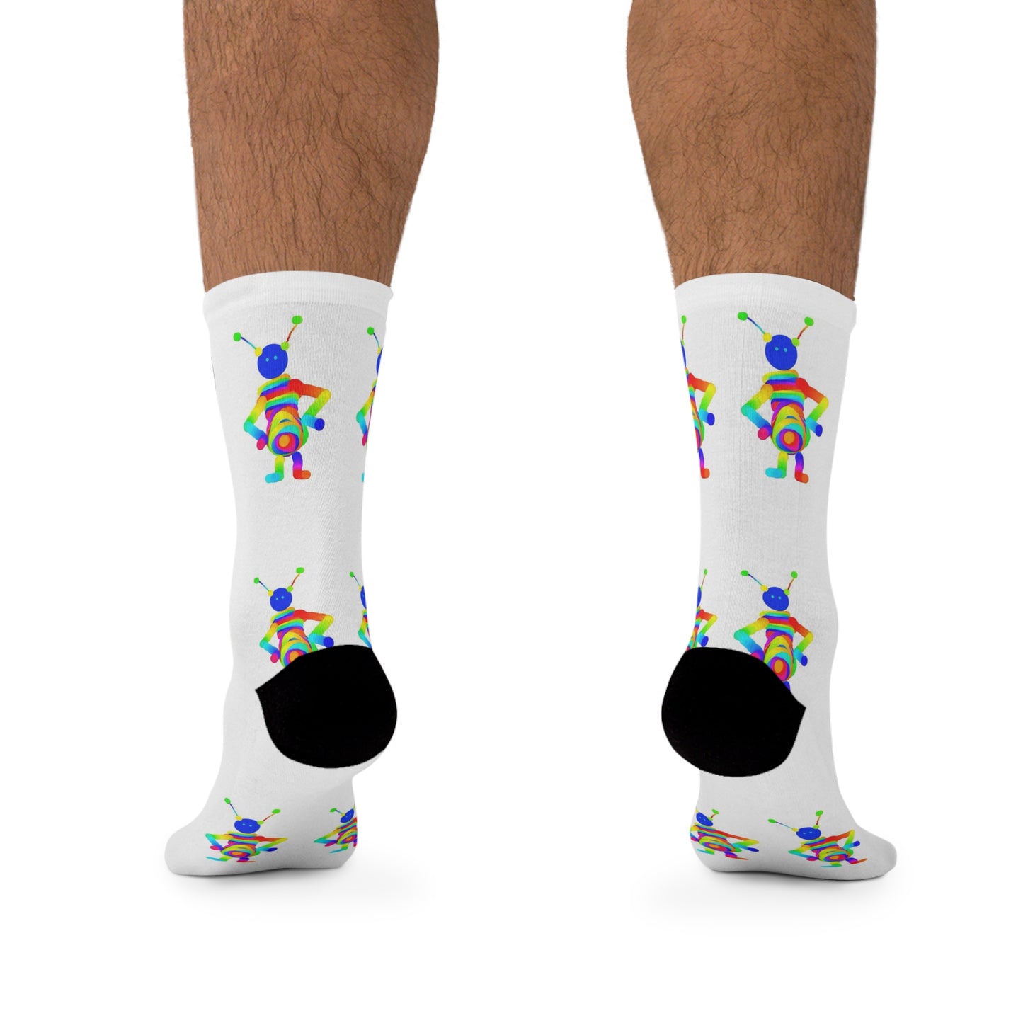 Martian with Big Belly / White / Recycled Poly Socks
