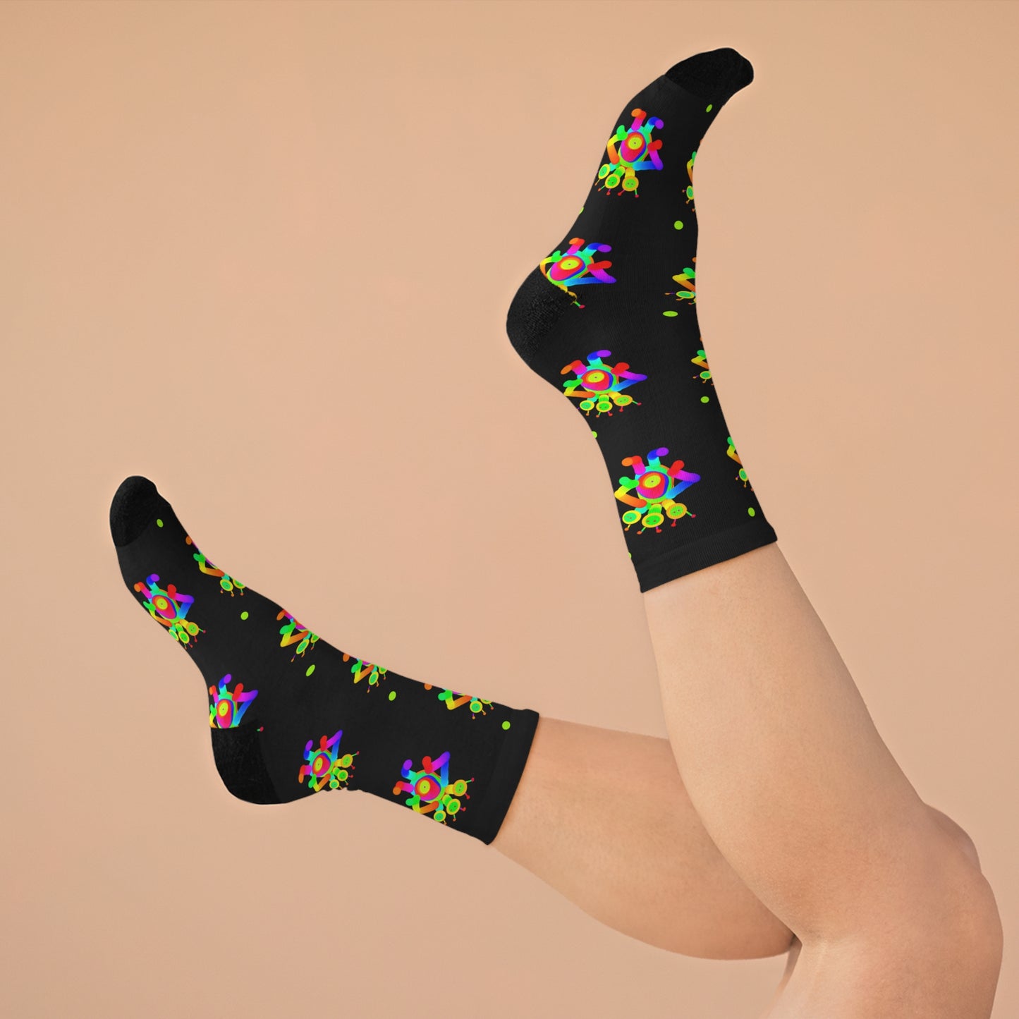 Three Headed Martian / Black / Recycled Poly Socks