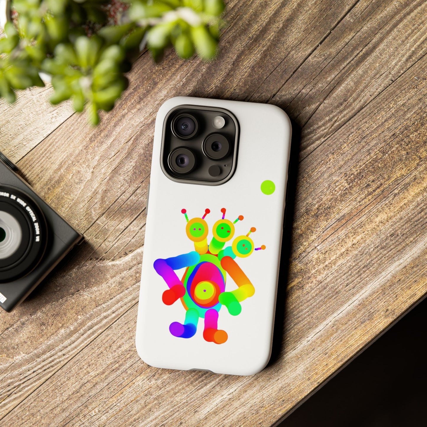 Three Headed Martian with Green Moon / Phone Cases