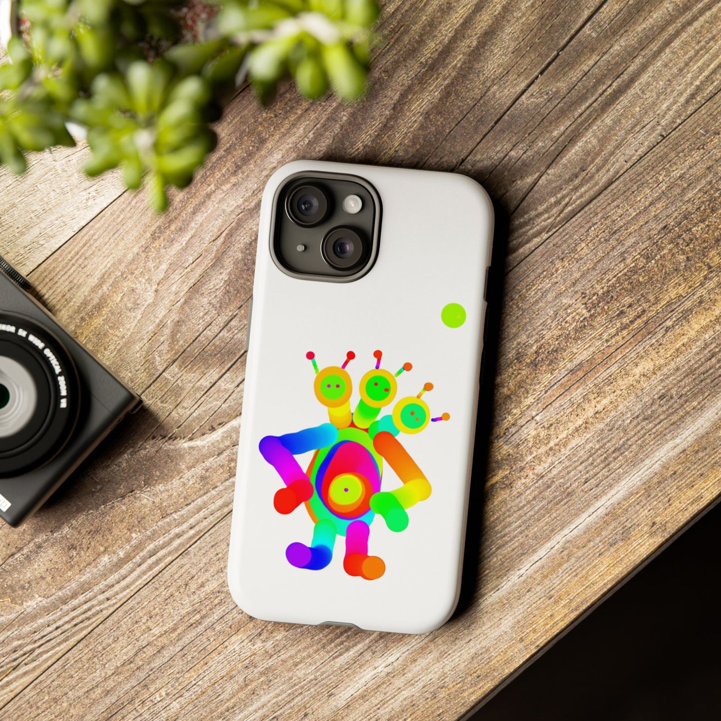 Three Headed Martian with Green Moon / Phone Cases