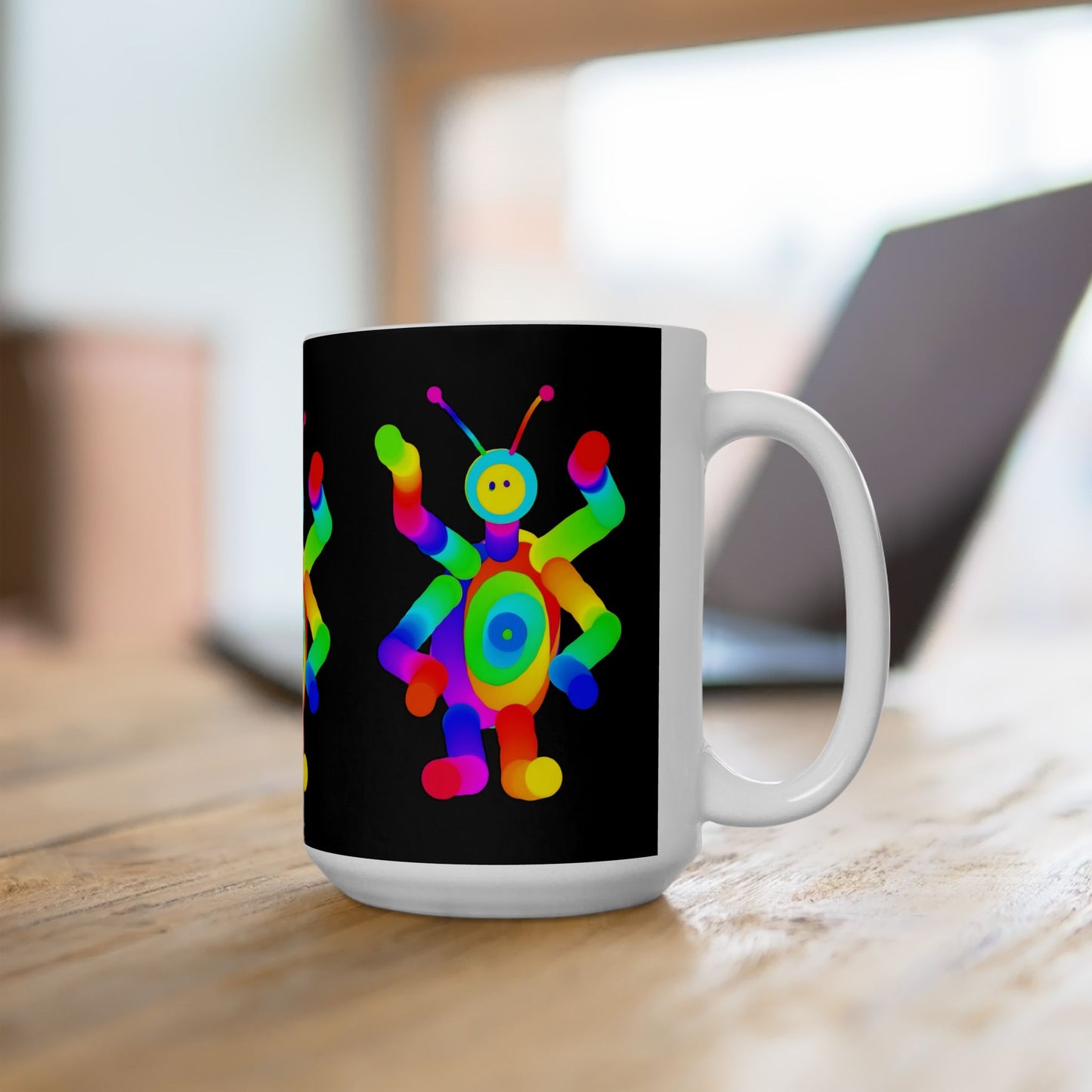 Black Four Armed Martian Ceramic Mug, (11oz, 15oz)