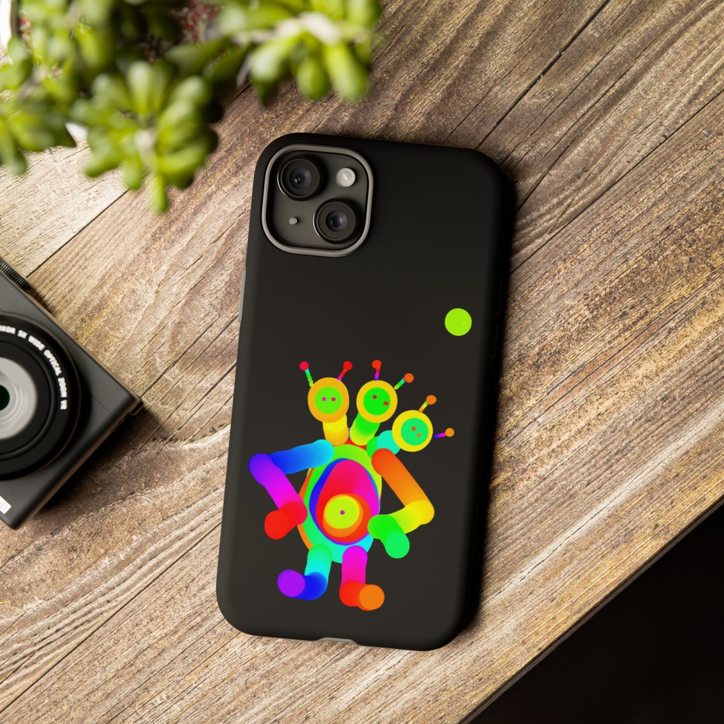 Three Headed Martian with Green Moon / Phone Cases