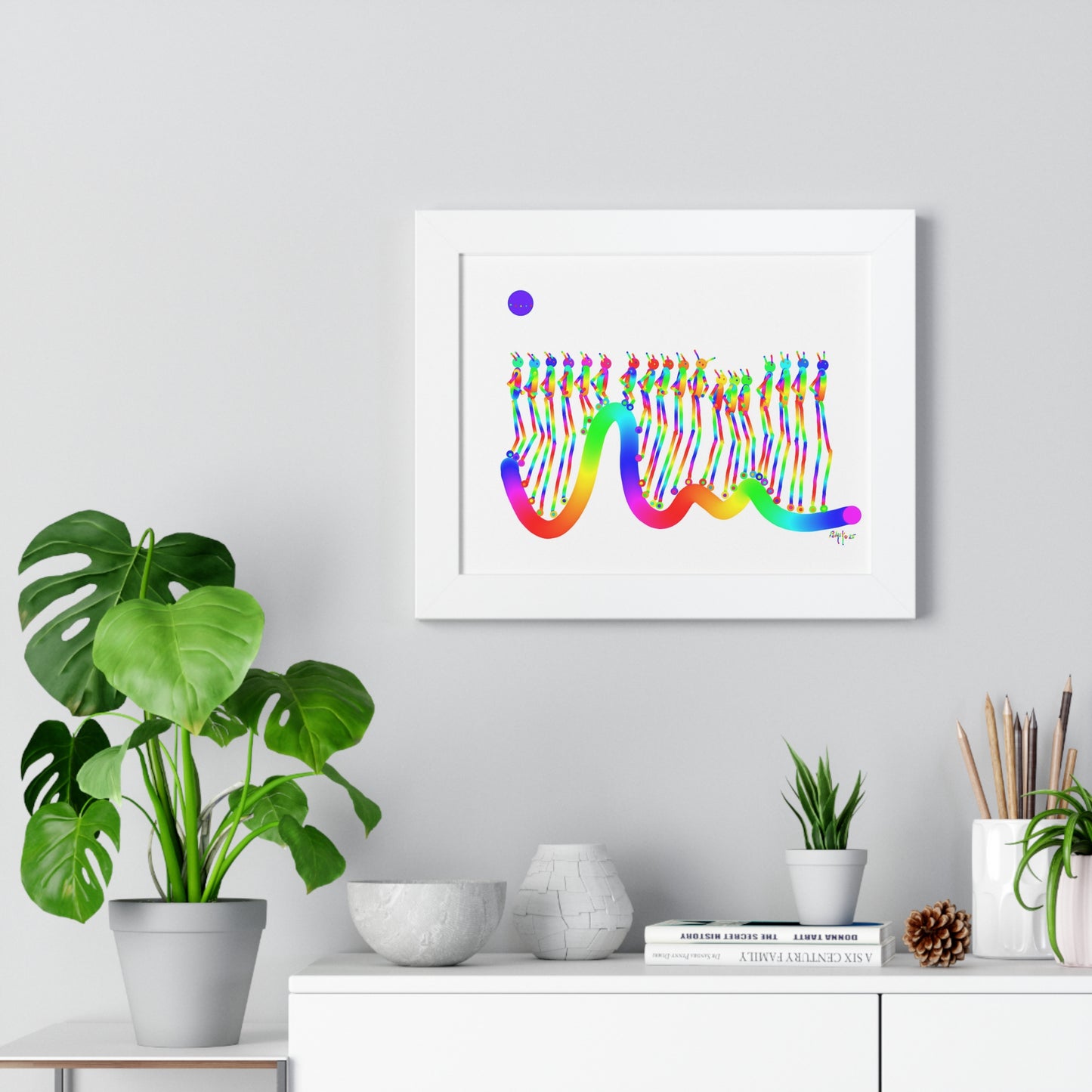 Martians Going Together to the Right / Framed Horizontal Poster