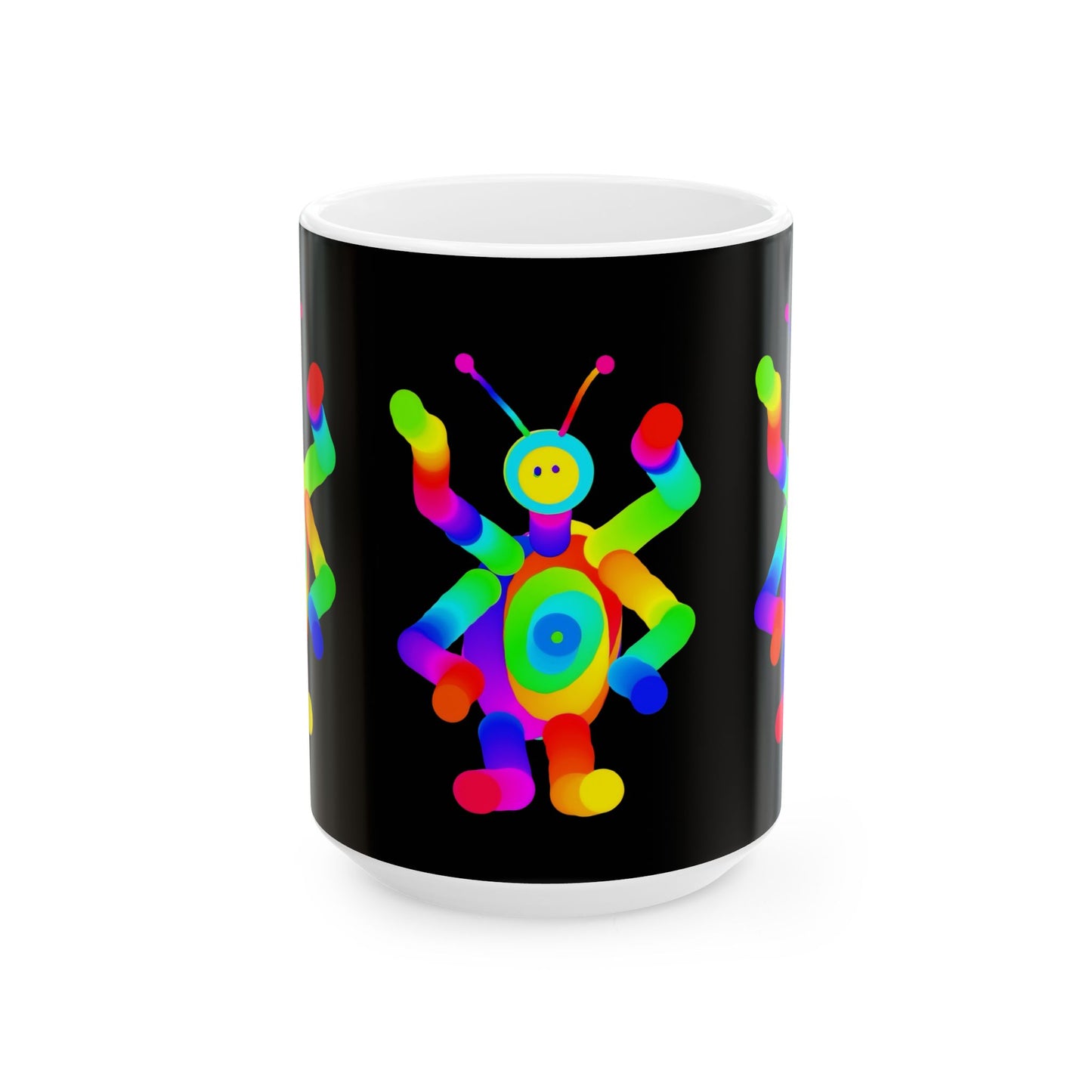 Black Four Armed Martian Ceramic Mug, (11oz, 15oz)