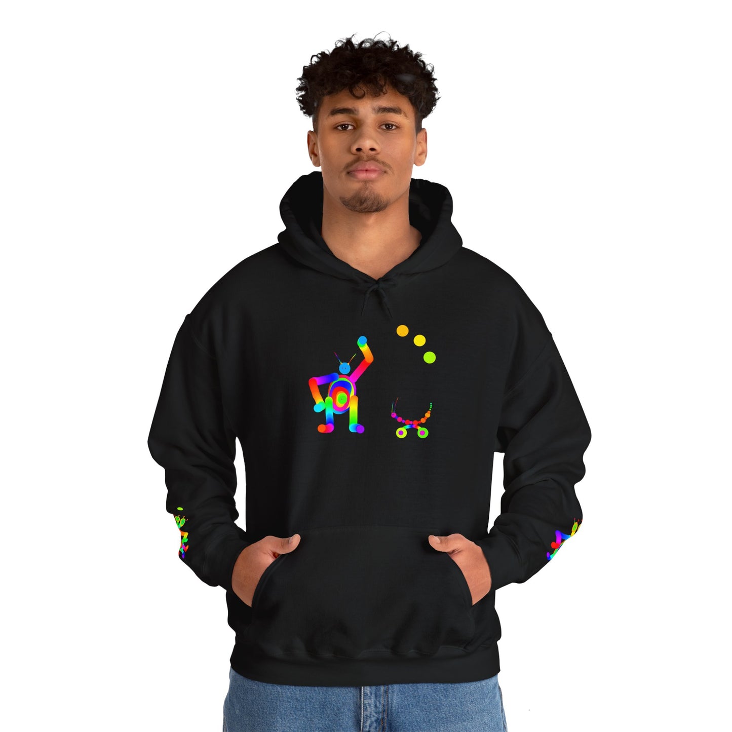 Waving Martian with Little Friend / Unisex Heavy Blend™ Hooded Sweatshirt