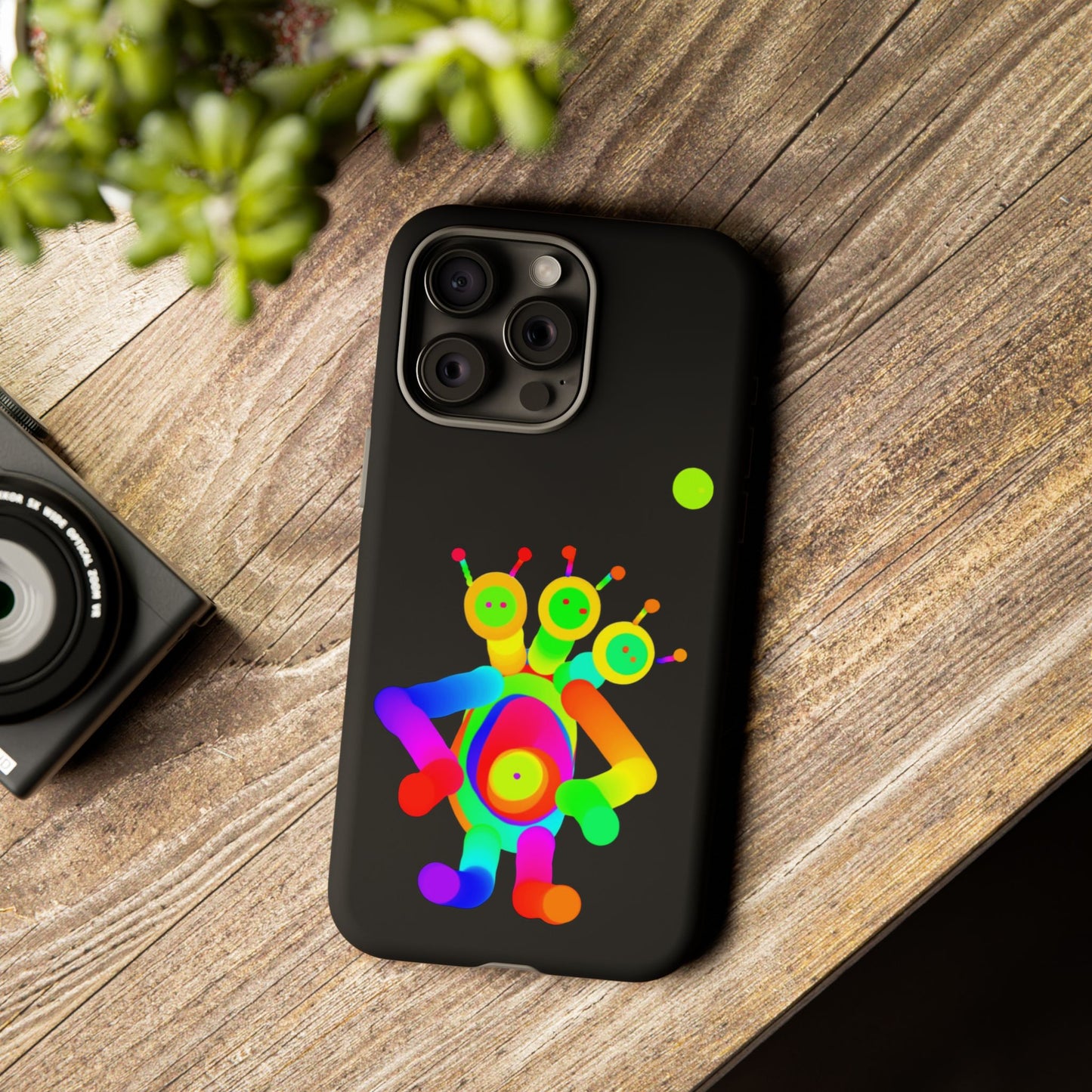 Three Headed Martian with Green Moon / Phone Cases