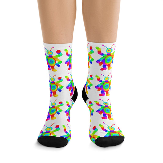 Four Armed Marty Martians / White / Recycled Poly Socks