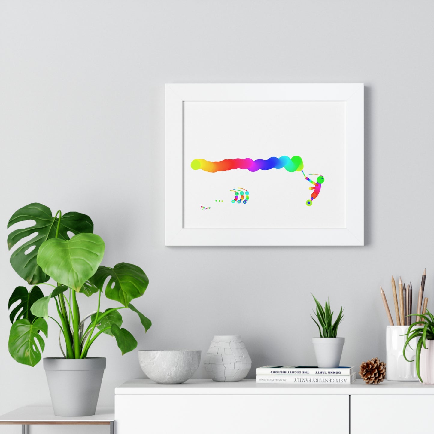 Marty Martians Robot with Colorful Streamer / Framed Horizontal Poster