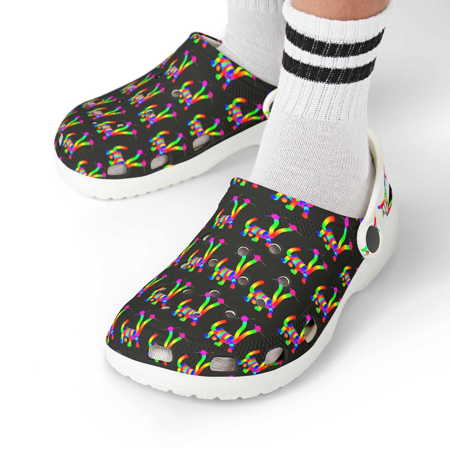 Marty Martians Friend with Two Heads in Black / Kid's EVA Foam Clogs (AOP)
