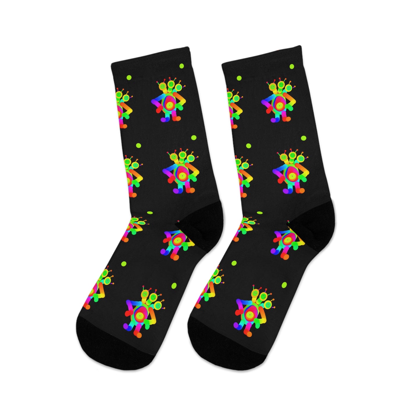 Three Headed Martian / Black / Recycled Poly Socks