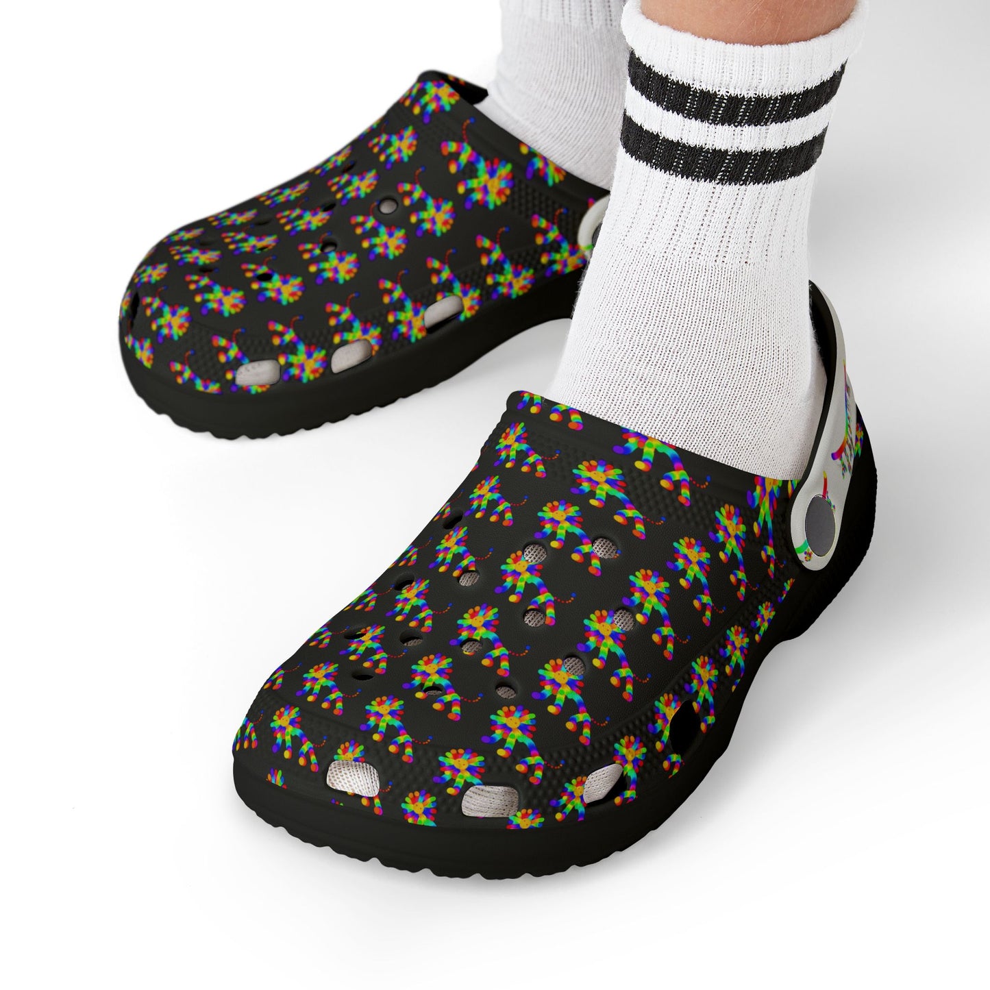 Marty Martians Lion in Black / Kid's EVA Foam Clogs (AOP)