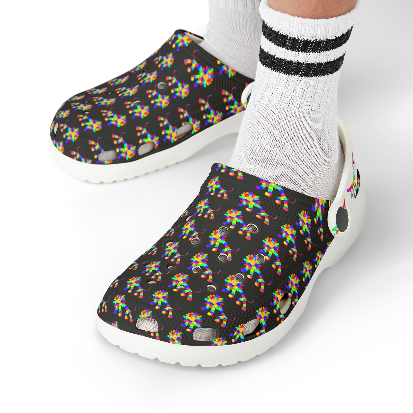 Marty Martians Lion in Black / Kid's EVA Foam Clogs (AOP)