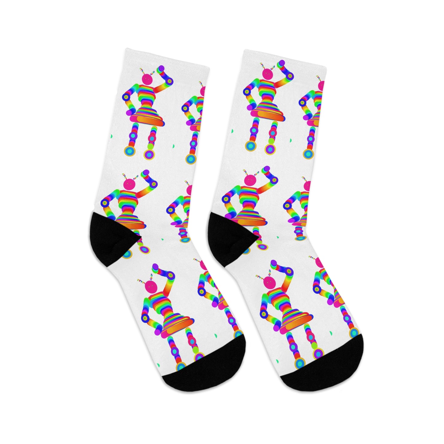 Marty Martians Robot Girl / White / Recycled Poly Socks