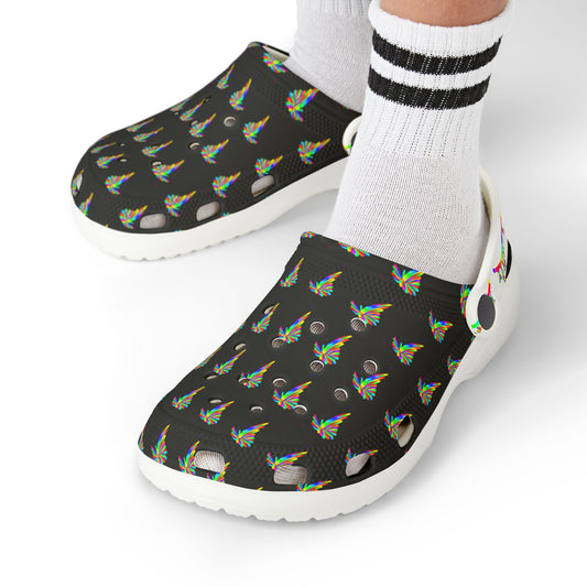 Marty Martians Butterfly in Black / Kid's EVA Foam Clogs (AOP)
