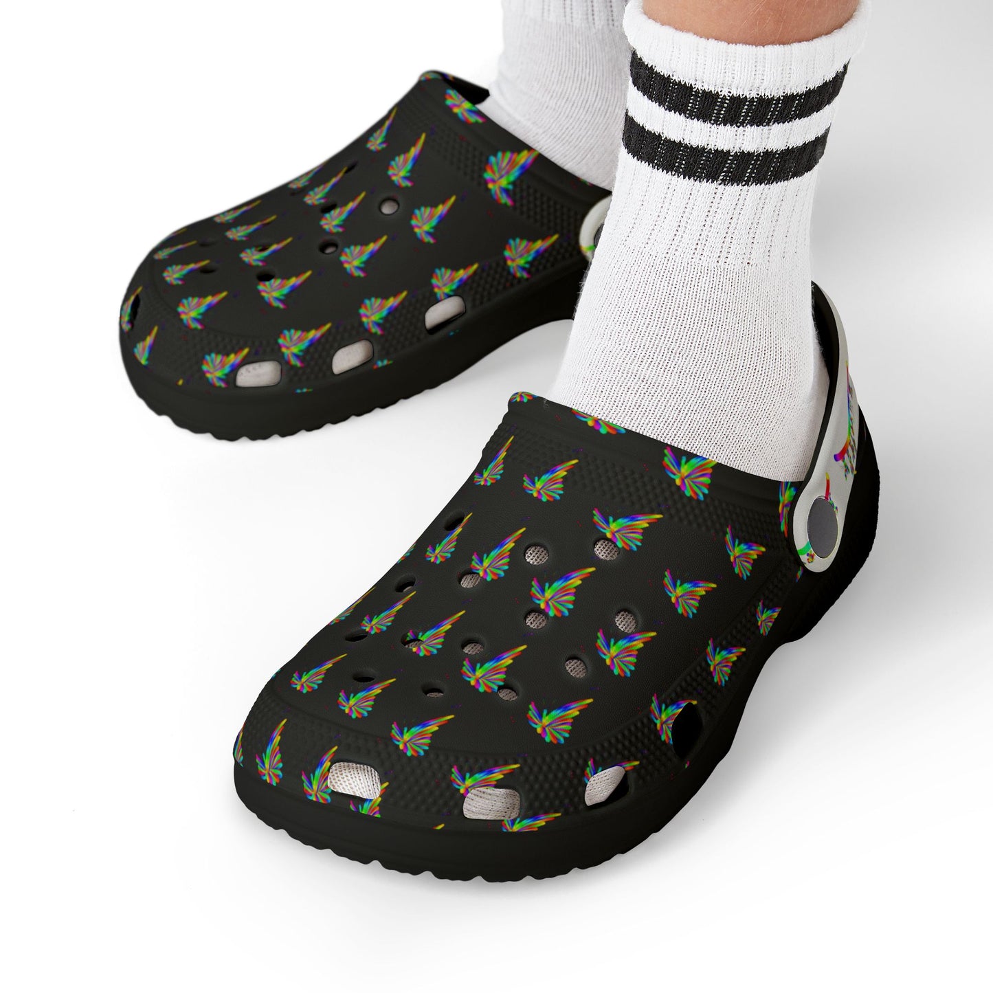 Marty Martians Butterfly in Black / Kid's EVA Foam Clogs (AOP)