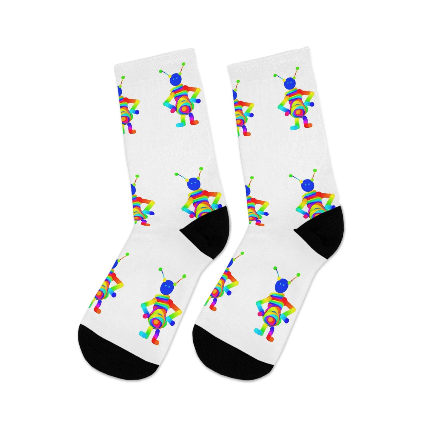 Martian with Big Belly / White / Recycled Poly Socks