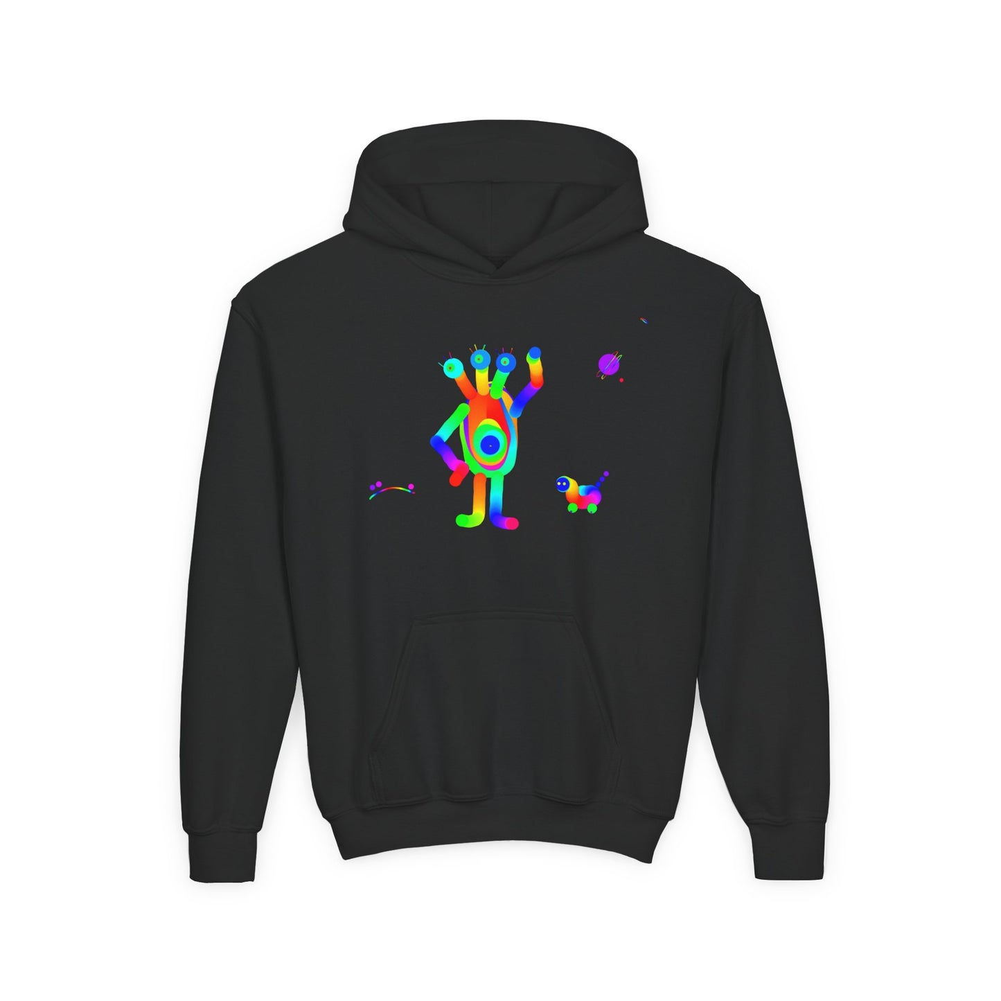 3 Headed One Eyed Martian with Friend /Children/ Heavy Blend Hooded Sweatshirt