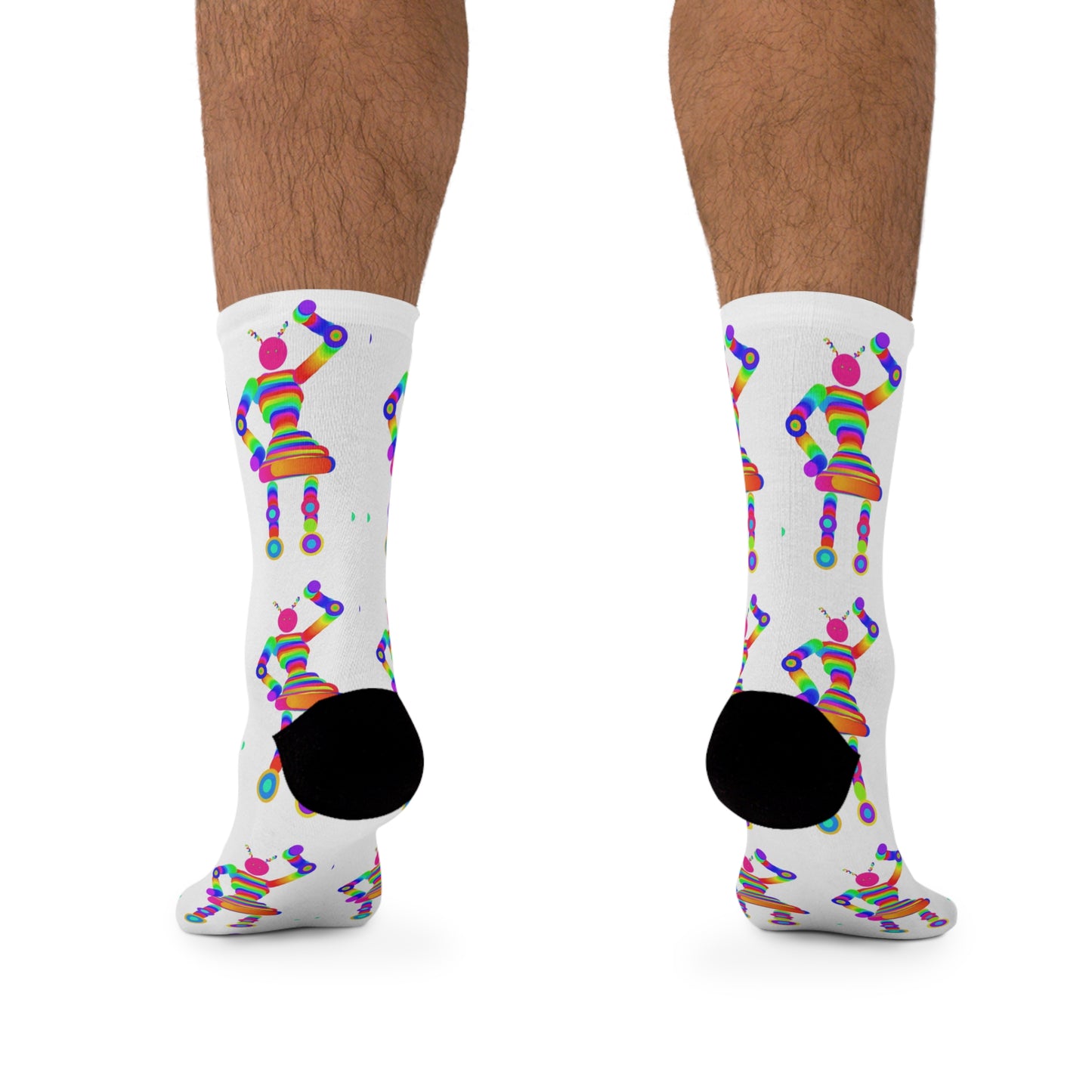 Marty Martians Robot Girl / White / Recycled Poly Socks