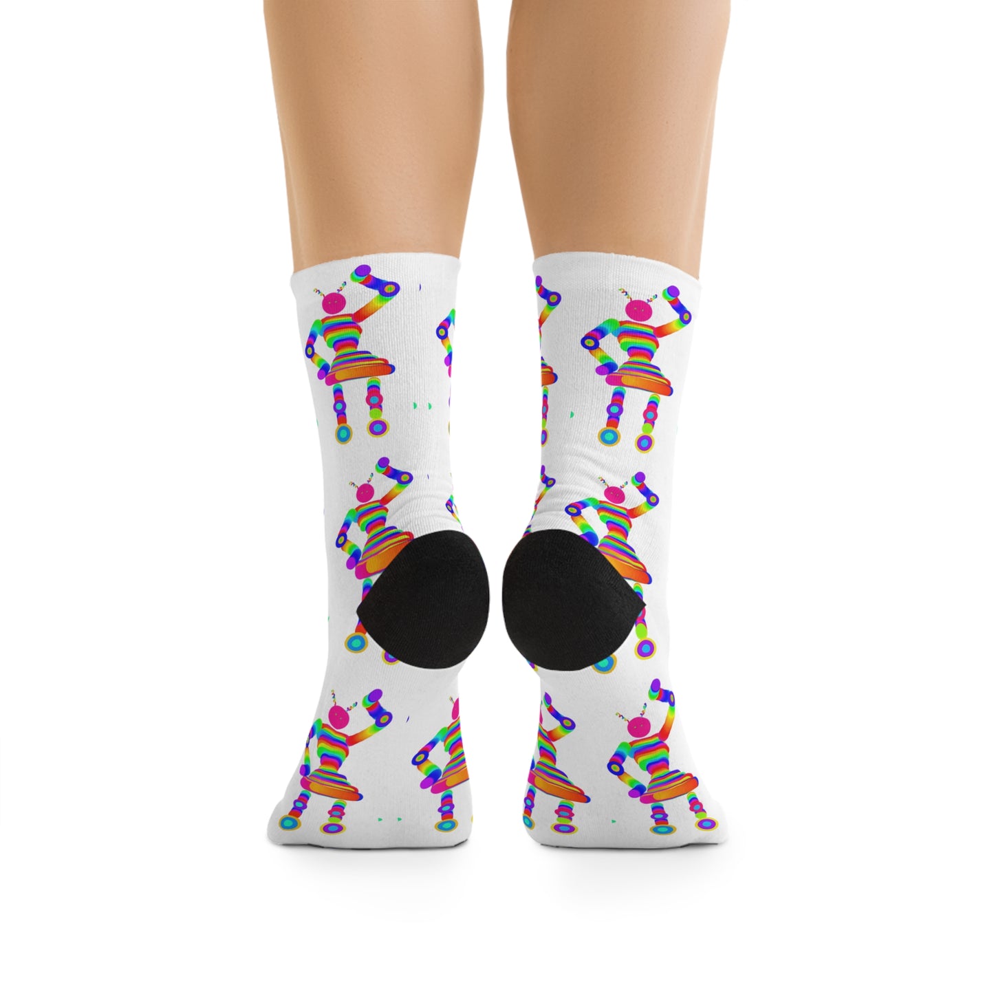 Marty Martians Robot Girl / White / Recycled Poly Socks