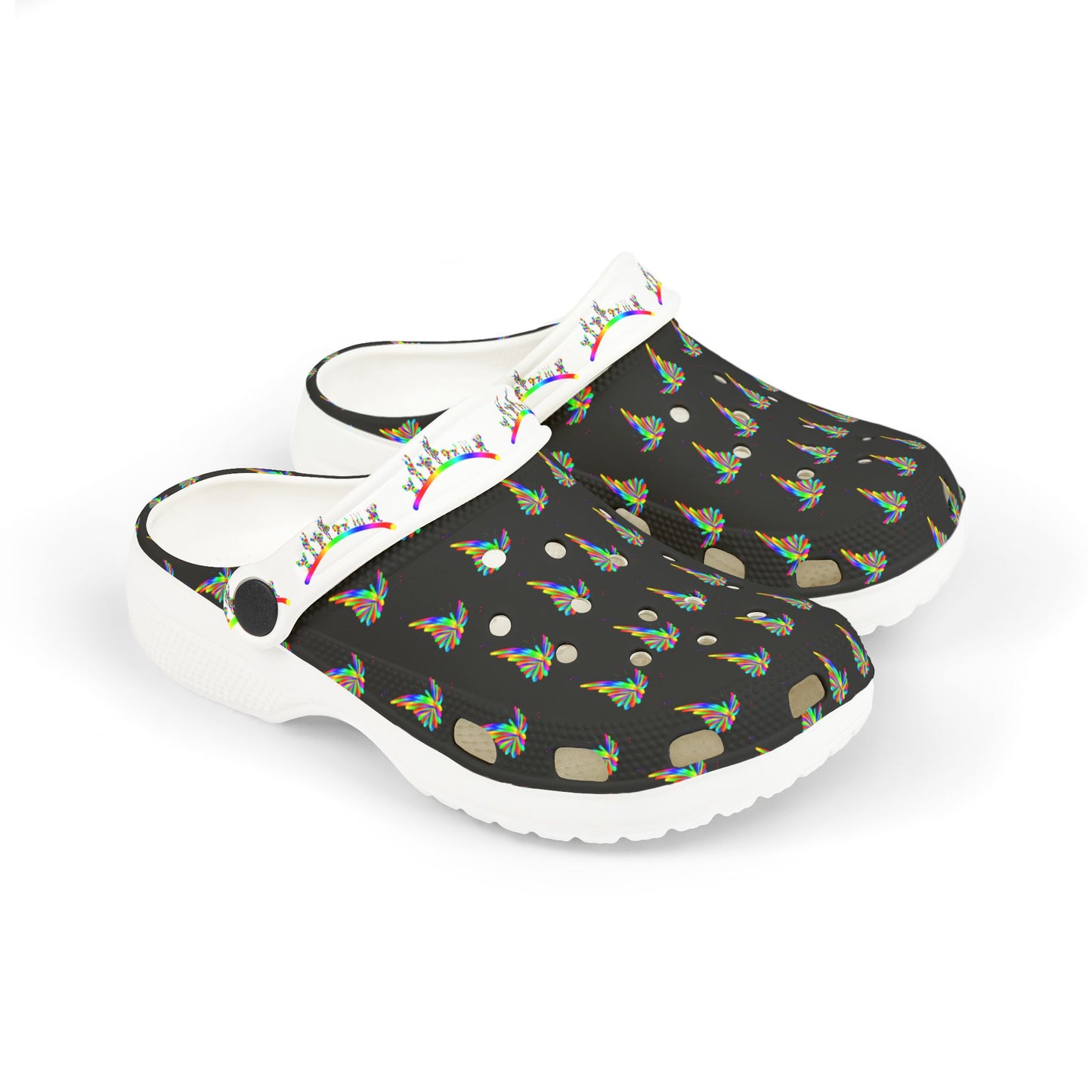 Marty Martians Butterfly in Black / Kid's EVA Foam Clogs (AOP)