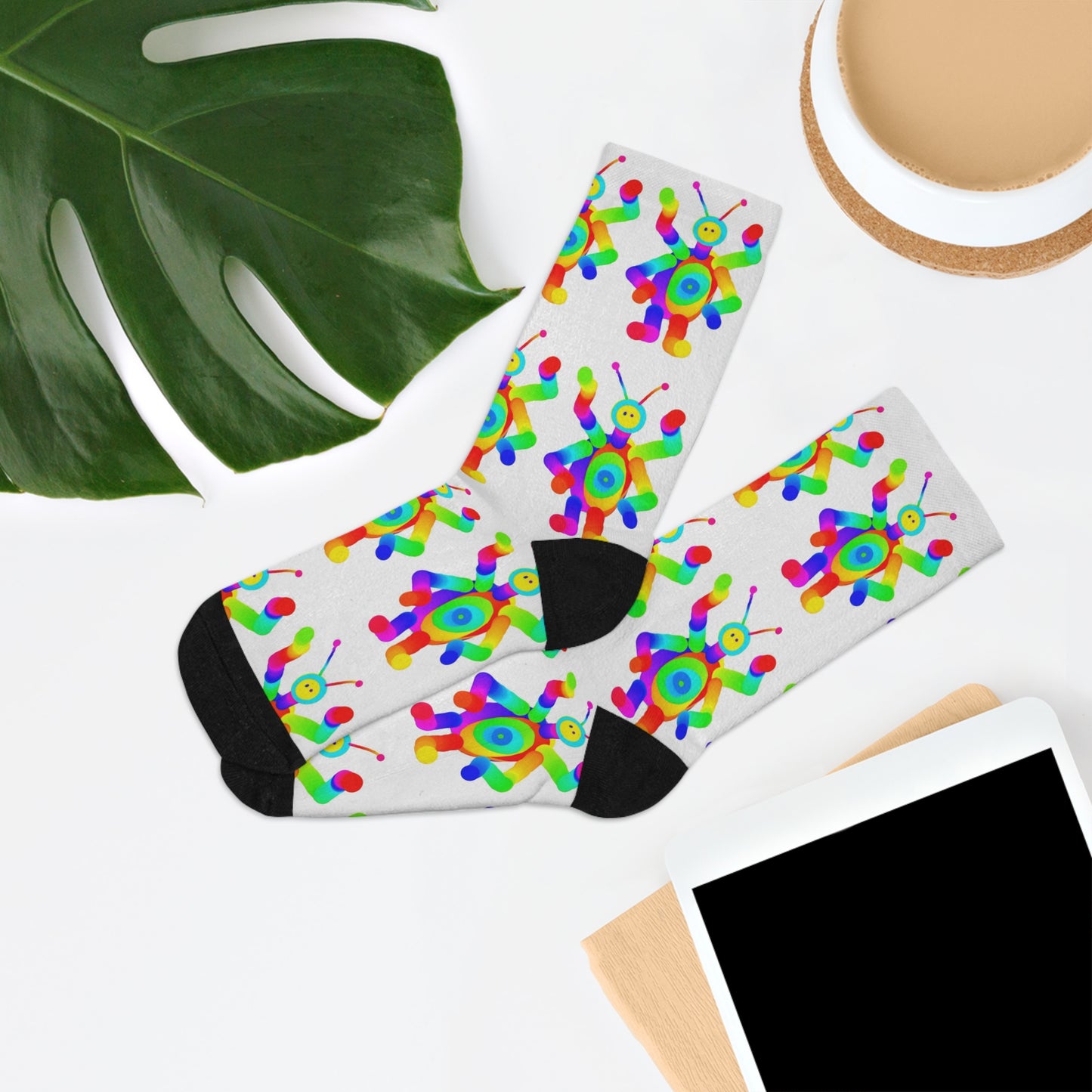 Four Armed Martian / White / Recycled Poly Socks