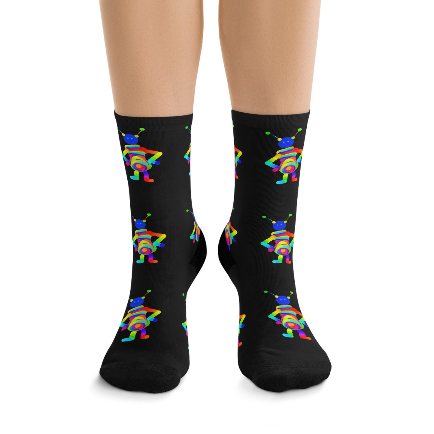 Martian with Big Belly / Black / Recycled Poly Socks
