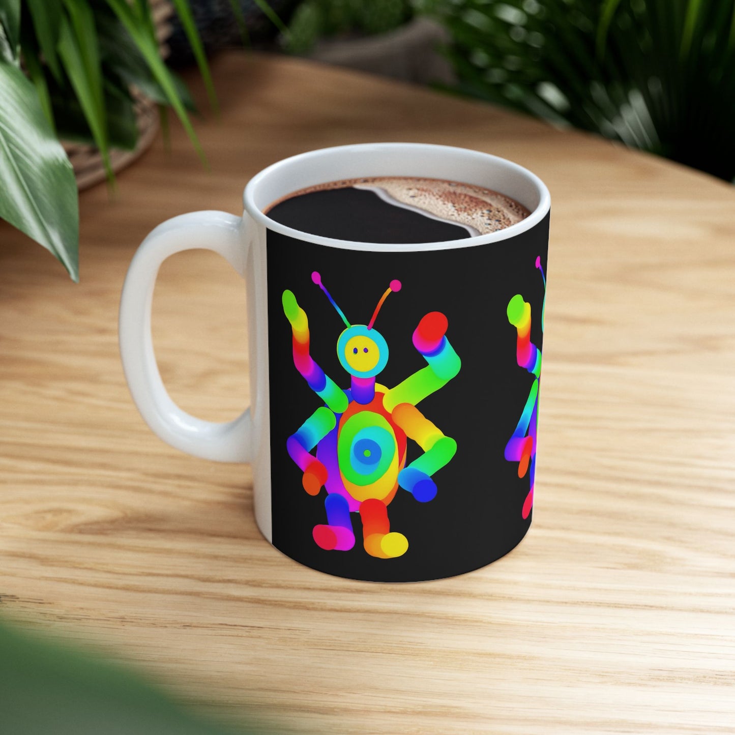 Black Four Armed Martian Ceramic Mug, (11oz, 15oz)
