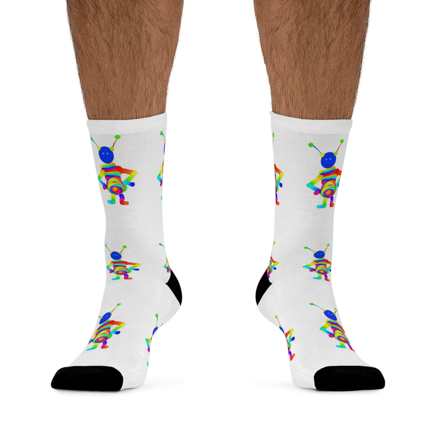 Martian with Big Belly / White / Recycled Poly Socks