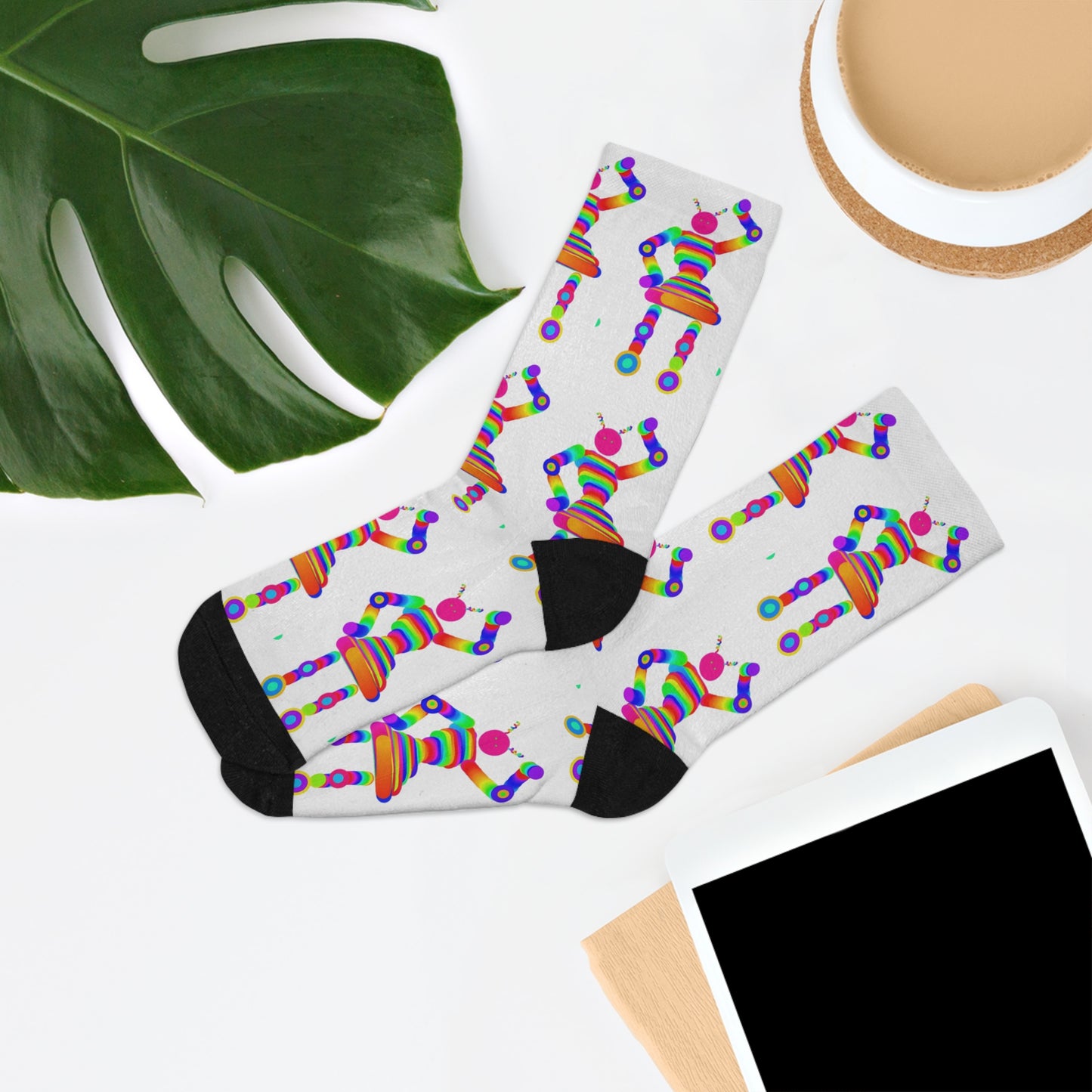 Marty Martians Robot Girl / White / Recycled Poly Socks
