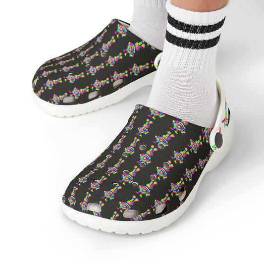 Marty Martians with Big Eyes and Big Belly in Black / Kid's EVA Foam Clogs (AOP)