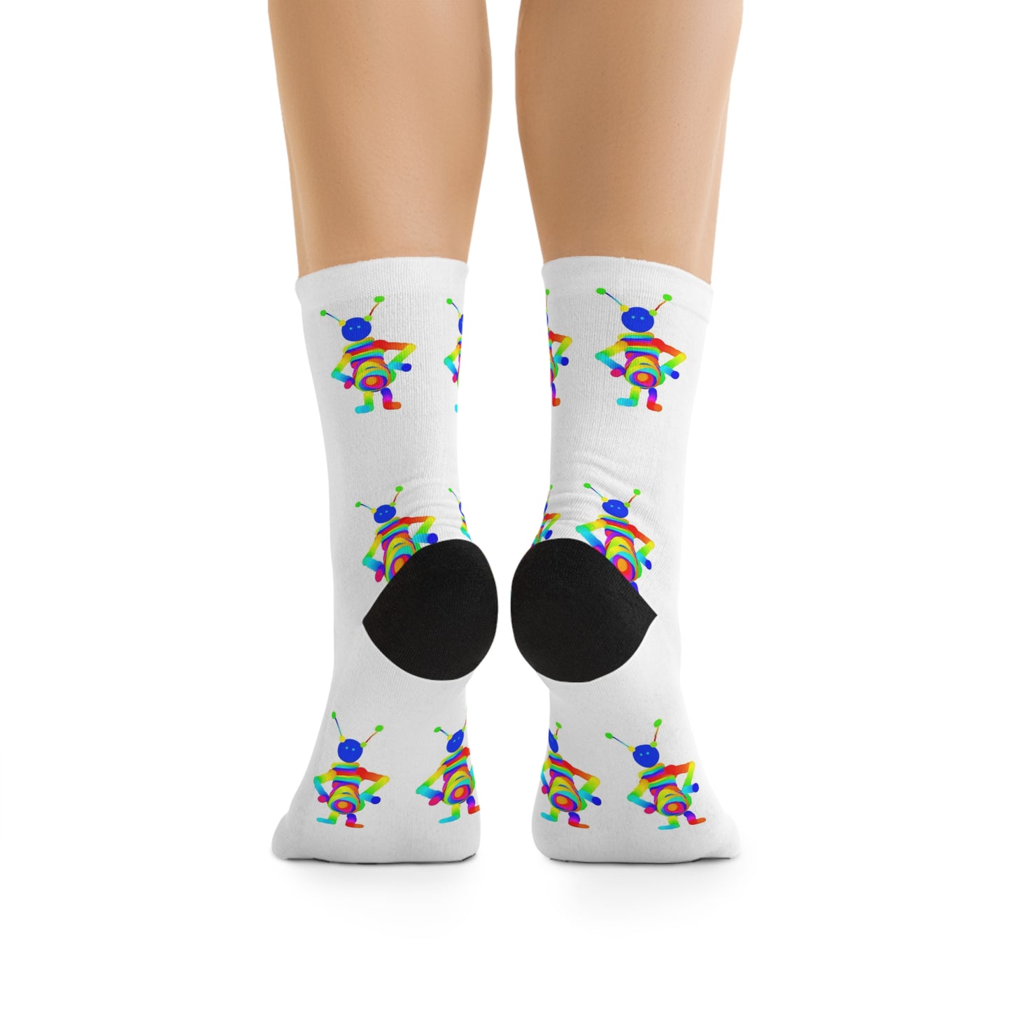 Martian with Big Belly / White / Recycled Poly Socks
