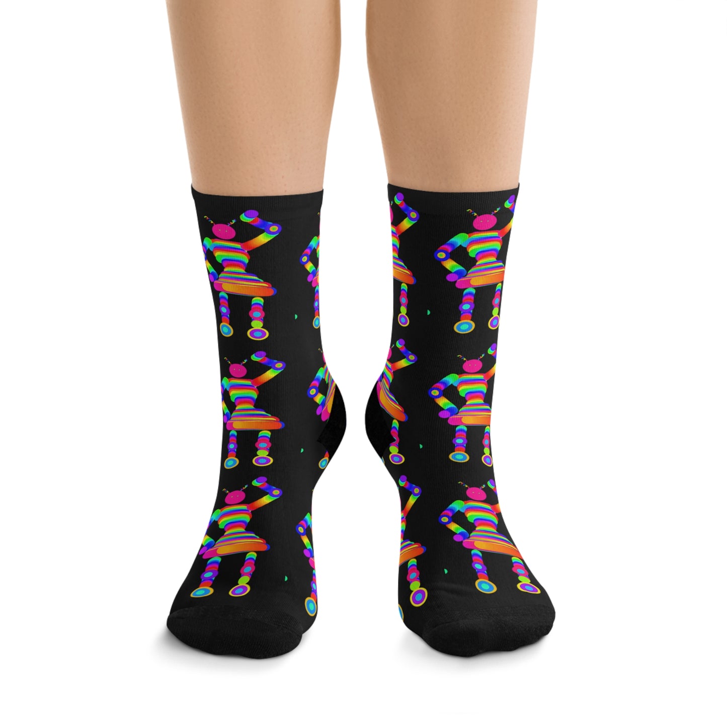 Marty Martians Robot Girl / Black / Recycled Poly Socks