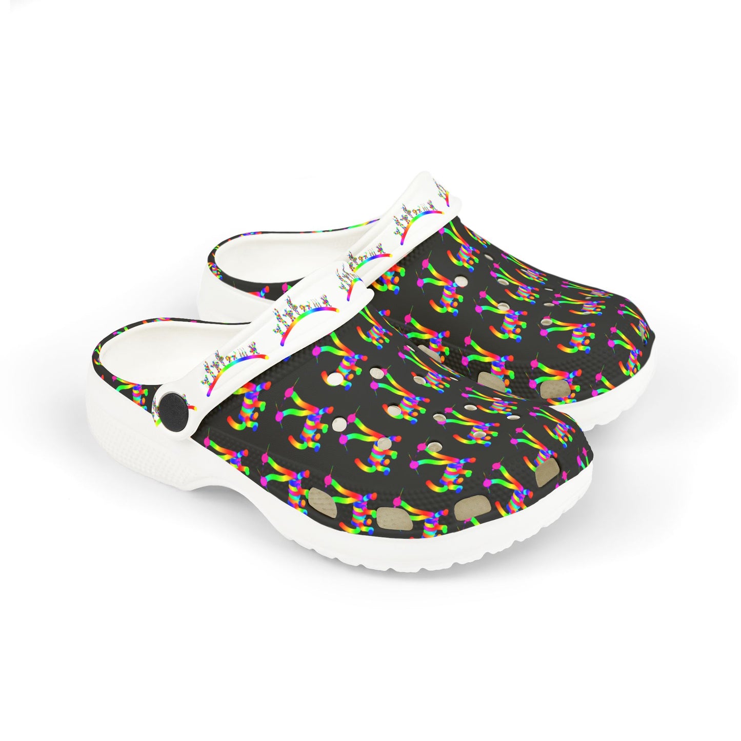Marty Martians Friend with Two Heads in Black / Kid's EVA Foam Clogs (AOP)