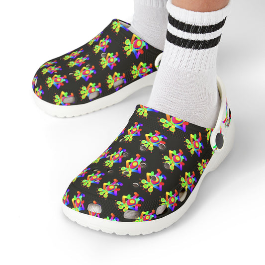 Marty Martians with Three Heads in Black / Kid's EVA Foam Clogs (AOP)