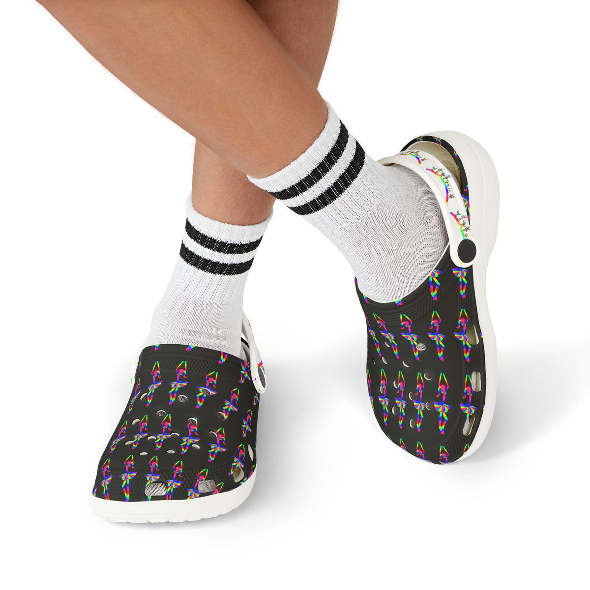 Marty Martians Ballerina in Black / Kid's EVA Foam Clogs (AOP)