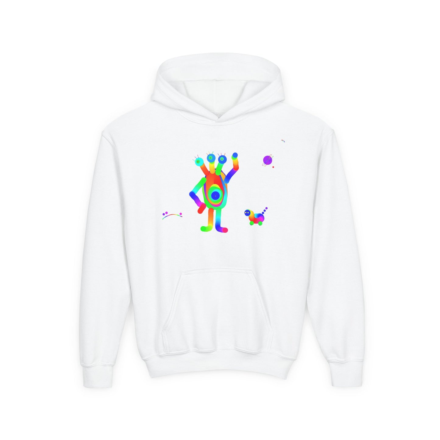 3 Headed One Eyed Martian with Friend /Children/ Heavy Blend Hooded Sweatshirt