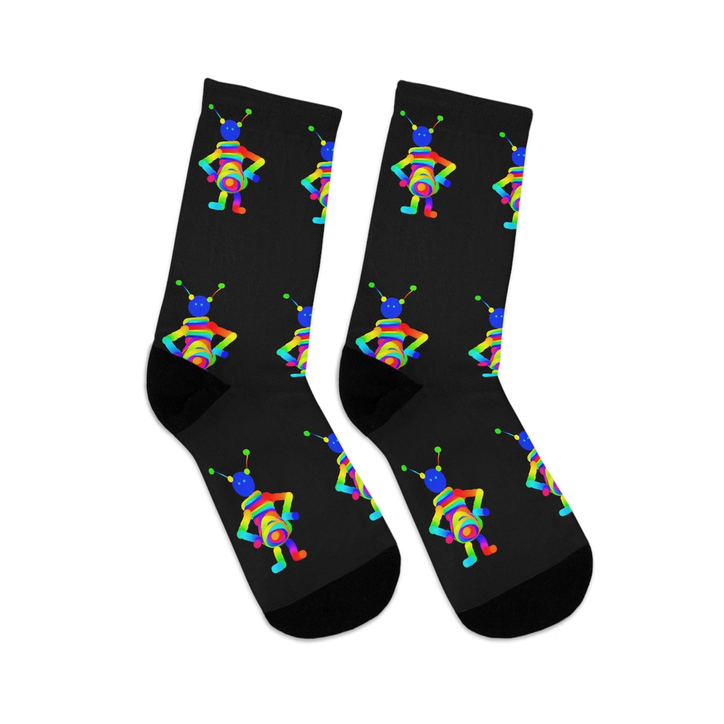 Martian with Big Belly / Black / Recycled Poly Socks