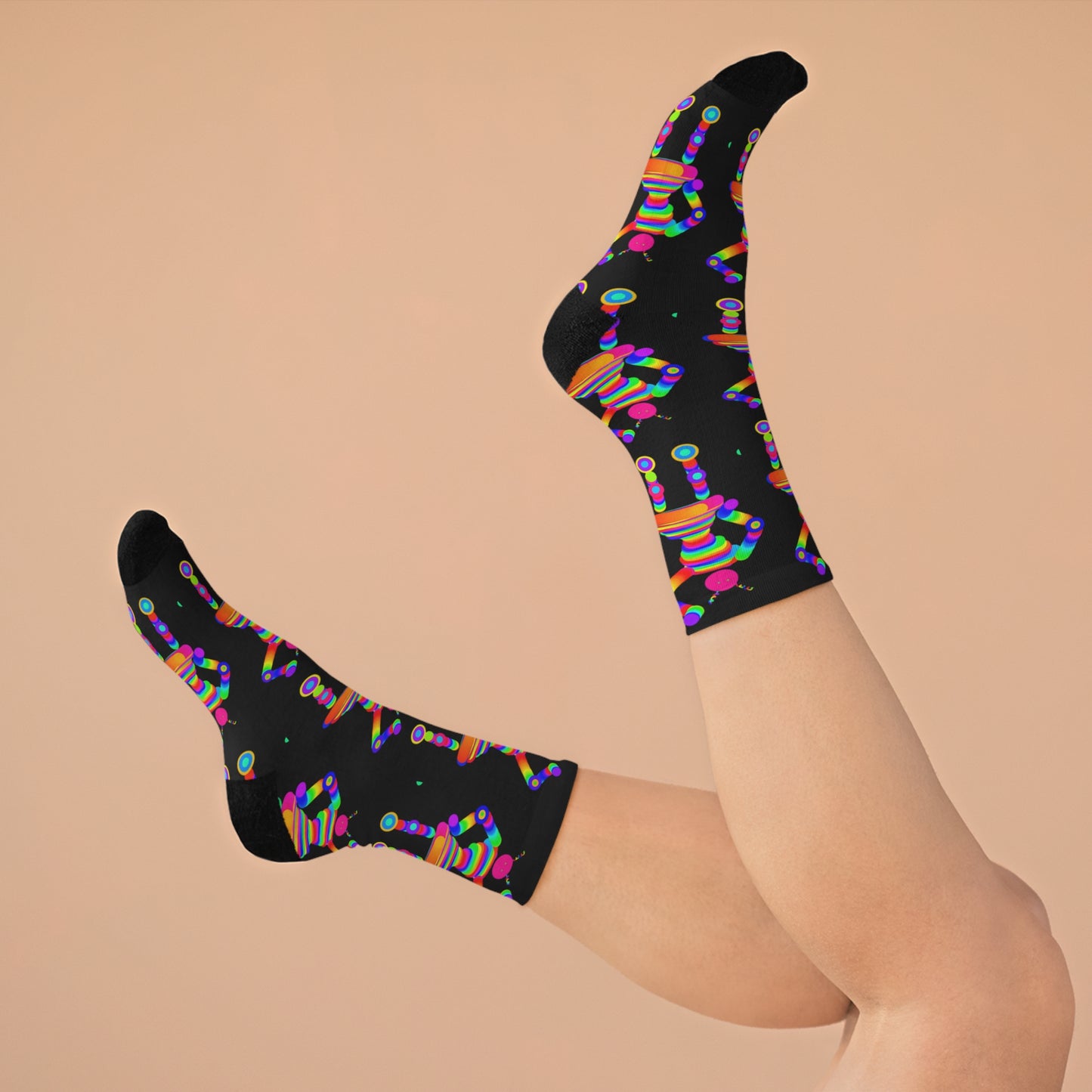 Marty Martians Robot Girl / Black / Recycled Poly Socks