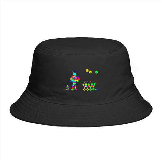 Marty Martians Martian with His Little Friend and Robot  Bucket Hat