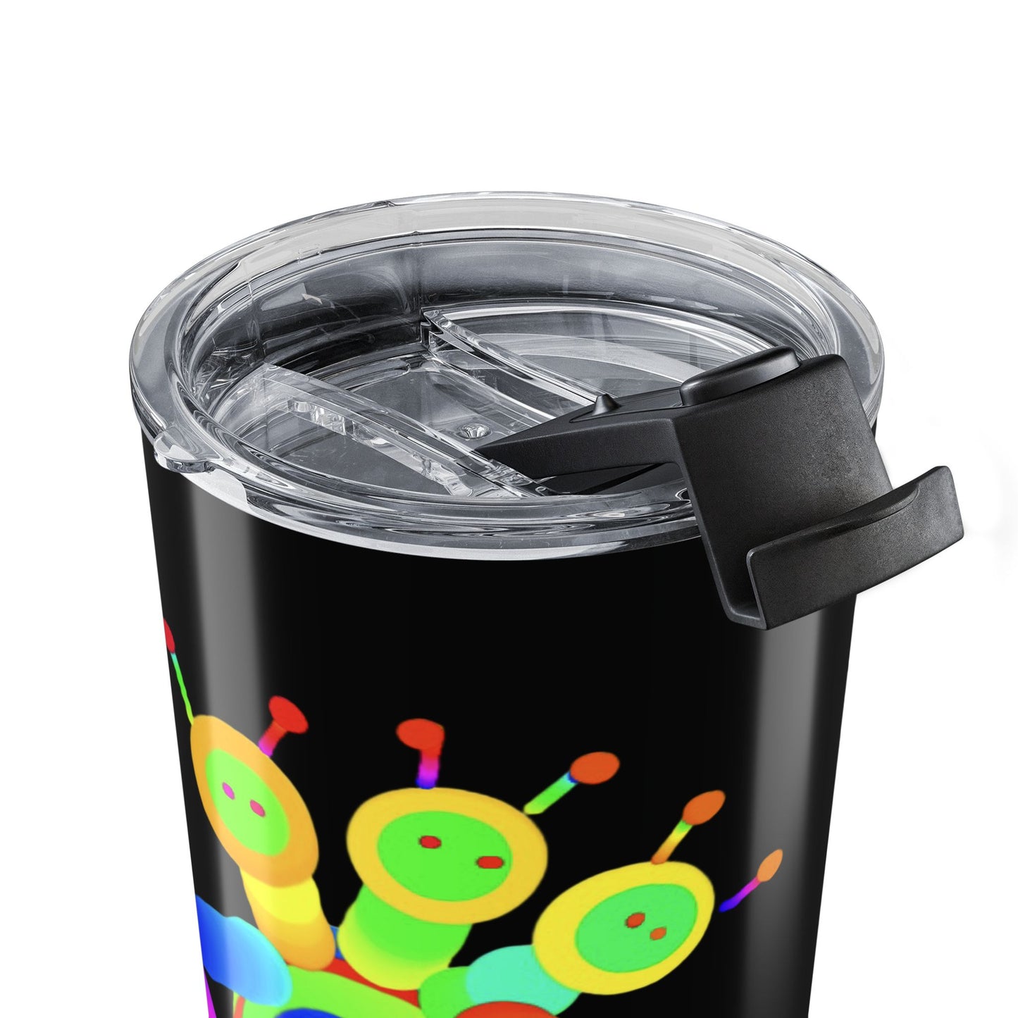 Marty Martians 3 Headed Martian with Robot Friend Black Tumbler 20oz