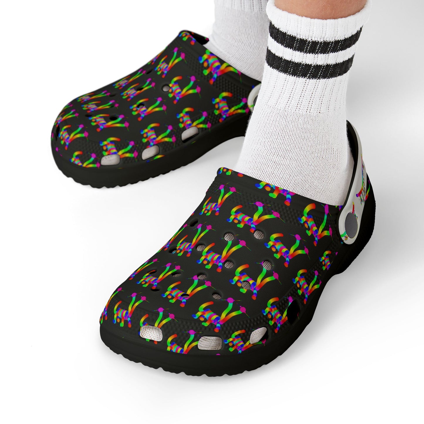 Marty Martians Friend with Two Heads in Black / Kid's EVA Foam Clogs (AOP)