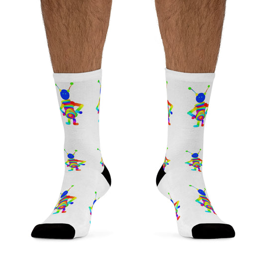 Marty Martians with Big Belly / White / Recycled Poly Socks