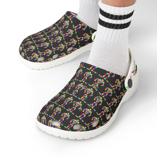 Marty Martians with Big Antennas and Big Feet in Black / Kid's EVA Foam Clogs (AOP)