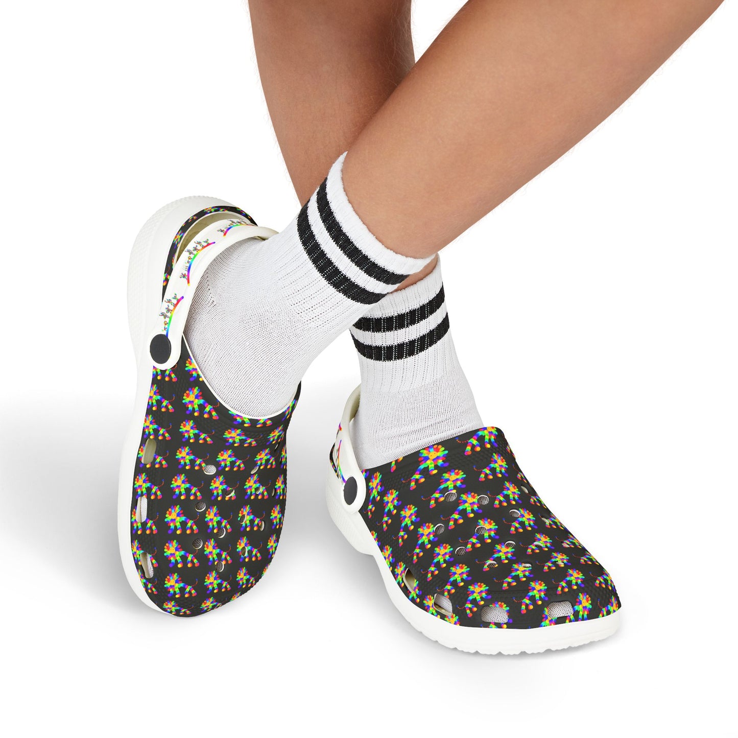 Marty Martians Lion in Black / Kid's EVA Foam Clogs (AOP)