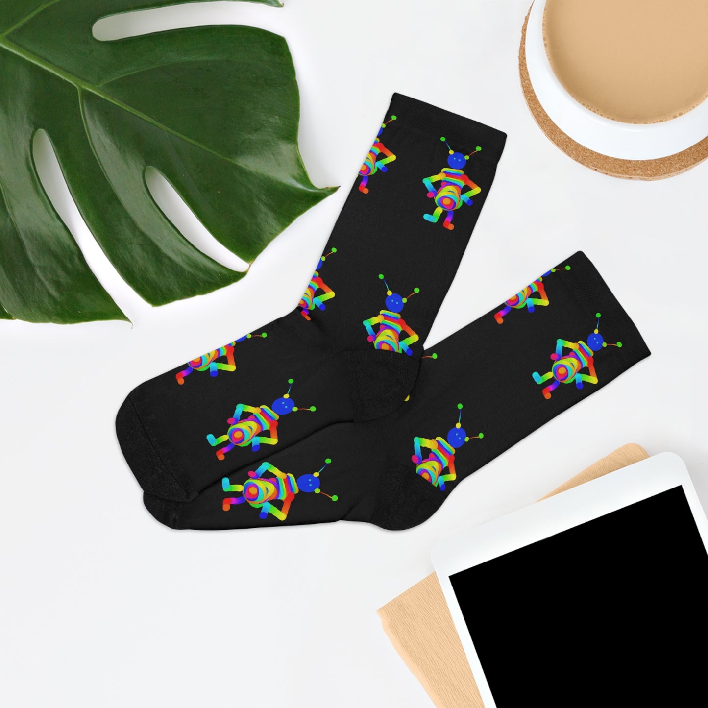 Martian with Big Belly / Black / Recycled Poly Socks