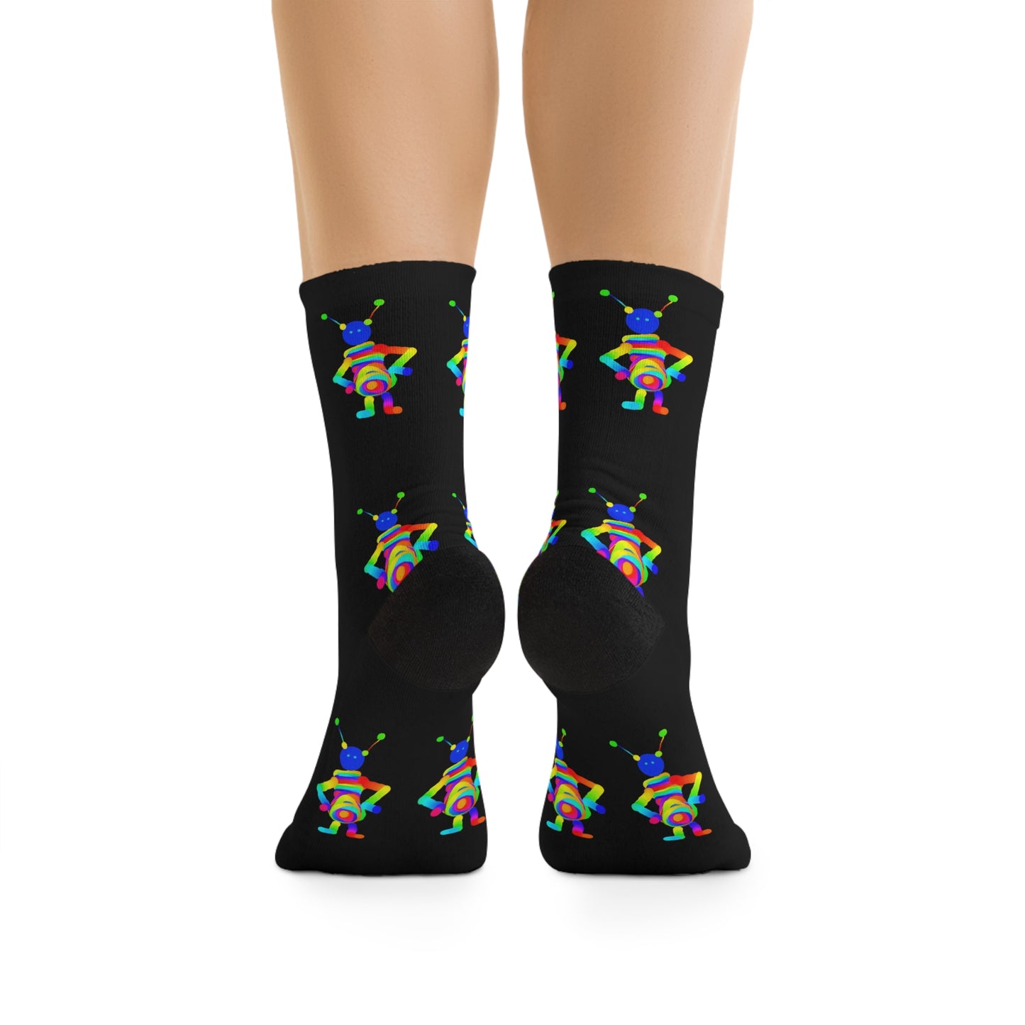 Martian with Big Belly / Black / Recycled Poly Socks