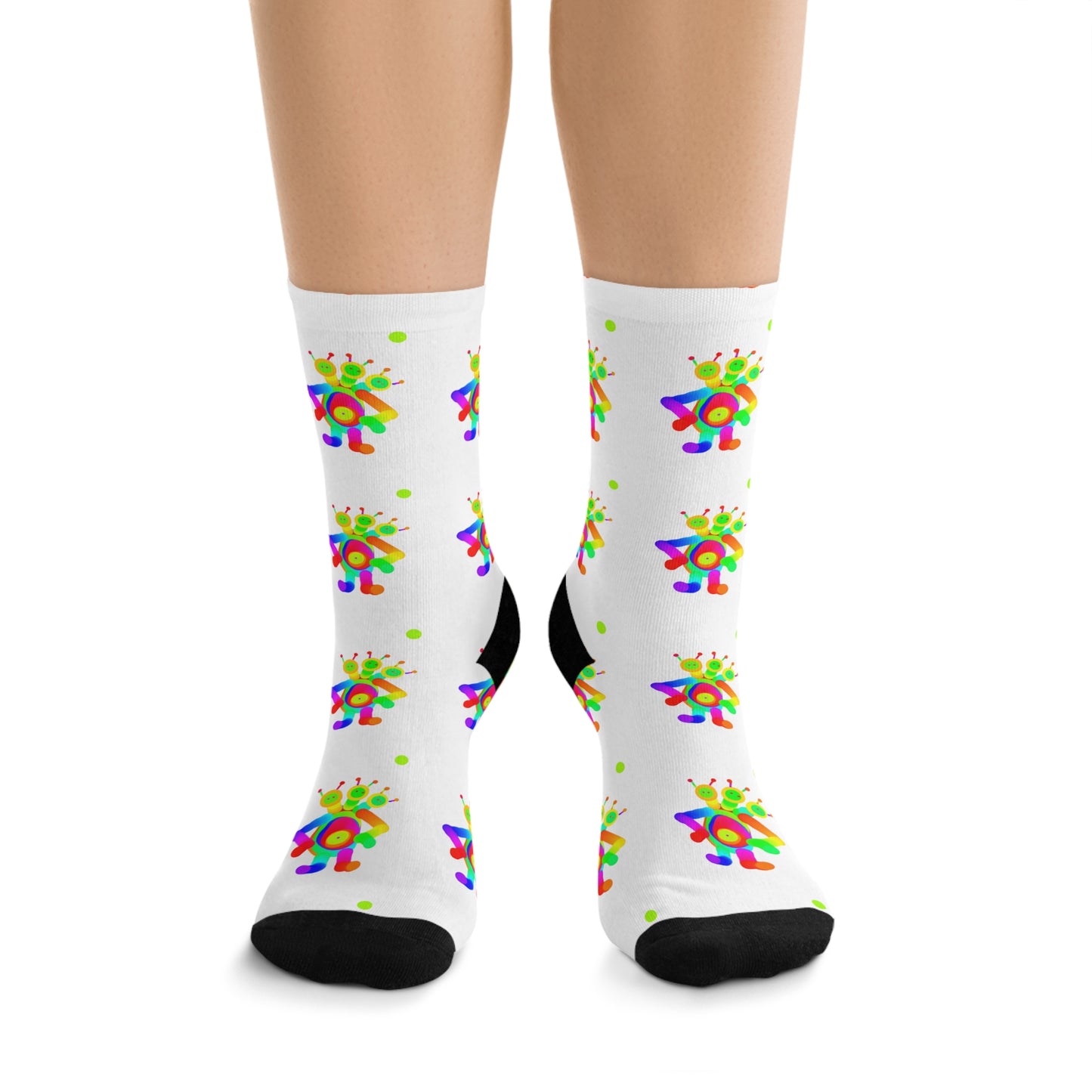 Three Headed Martian / White / Recycled Poly Socks