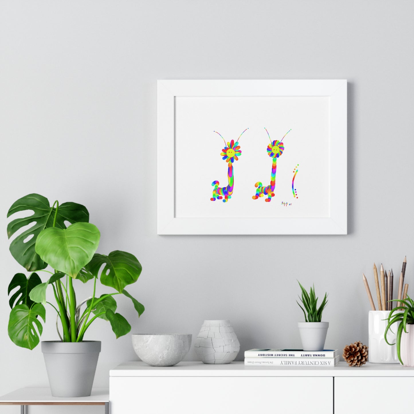 Marty Martians Long Neck with Mane Animals / Framed Horizontal Poster